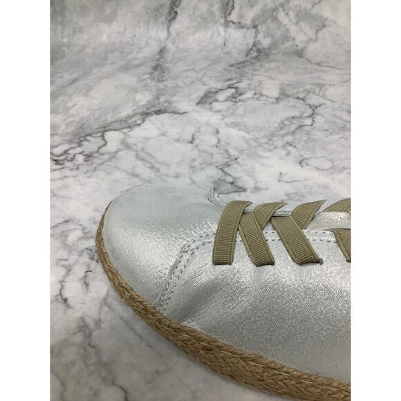 Spring Step Size 39 Silver Metallic Eloya Leather Sneaker Espadrille Trim D3-3 - Picture 11 of 12